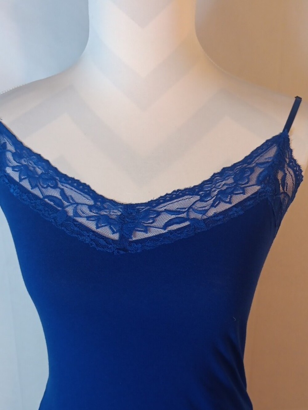 Bozzolo Royal Blue Lace-Trim Camisole Chemise - Picture 2 of 5
